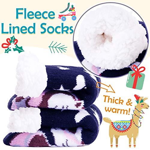 Image of MOGGEI Girls Slipper Fuzzy Socks Kids Boys Fluffy Fleece Lined Warm Plush Sherpa Winter Child Home Socks