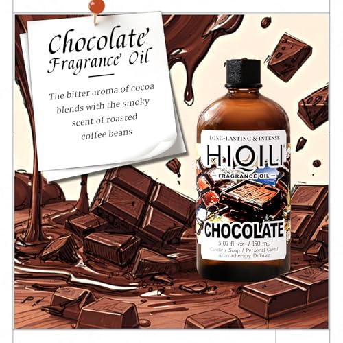 Image of HIQILI Chocolate Fragrance Oil for DIY Candle & Soap Making - 5.07 Fl Oz | Ideal for Home Essential Oil Diffuser, Aromatherapy & Humidifier, Long Lasting Scents - 150 ML