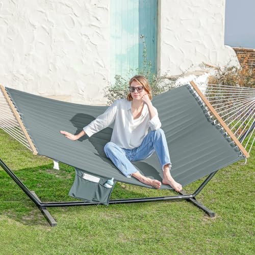 Image of GAFETE 2 Person Hammock with Stand for Outside, Heavy Duty Steel Stand