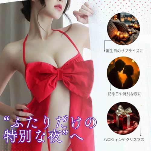 [TINGNIDE] リボン ランジェリー セクシー コスプレ レディース 蝶結び コスチューム 水着風 透け感 ハイレグ 誘惑 勝負下着 バニー風 クリスマス ハロウィン 可愛い 衣装 - 画像5