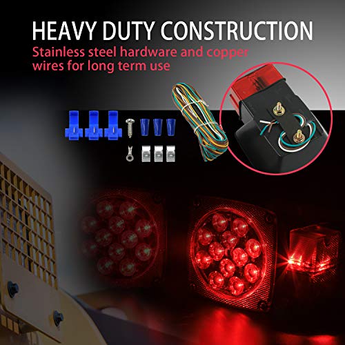 Wellmax 12V Led Trailer Lights Kit, Submersible Tail Lights For Rv, Marine, Boat, Trailer Over 80 Inches #TOP2