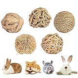 Tamaño apropiado: la bola de heno para animales pequeños está diseñada para ser una esfera tejida a mano con secado a alta temperatura, la bola para masticar es pequeña, se puede colocar dentro de una jaula de manera fácil y conveniente para que las mascotas la agarren y jueguen.