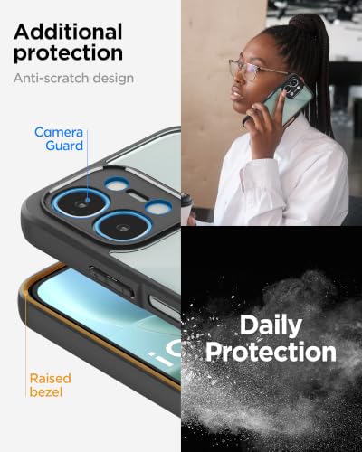 Image of Spigen Essential Sand Crystal Compatible with iQOO Z11x 5G /vivo T5x 5G /vivo Y51 Pro 5G Case [Transparent] [Black Bumper] iQOO Z11x 5G /vivo T5x 5G /vivo Y51 Pro 5G Back Cover | TPU+PC - Matte Black