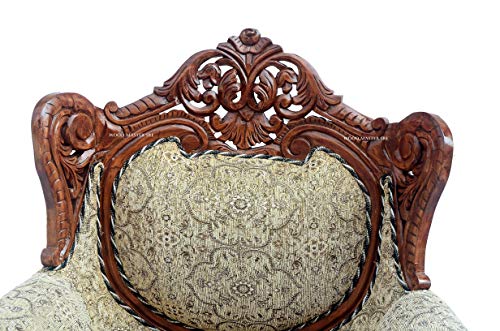 Image of Luxury Wooden Teakwwood Five Seater Sofa Set for Living Room (Honey Brown) Solid Wood Outdoor Chair 5 Seater Sofa | (26)