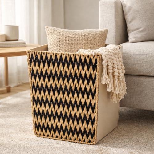 Urban Nest Grand Panier de Rangement Tressé, Panier à Linge avec Poignées, 75L Panier Pliable pour Couvertures, Jouets et Vêtements, Style Neutre pour la...