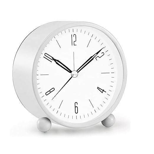 Buy ETONWALL Bedside Non Ticking Table Clocks 4 Inch Round Battery