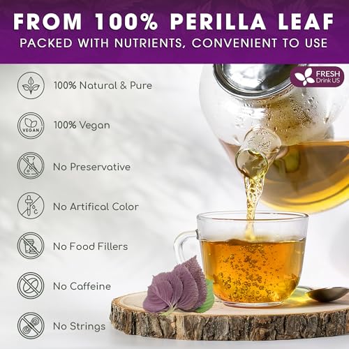 Image of FreshDrinkUS, Premium Perilla Leaf Tea - 75 Tea Bags | 100% Pure Perilla Leaves | Caffeine-Free, Non-GMO, Natural Packaging | Herbal Tea Bags for Daily Enjoyment. Gluten-Free. Sugar-Free. Vegan