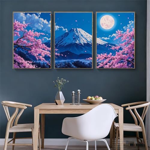 Tableaux sur toile mont fuji idée cadeau crémaillère triptyque zen