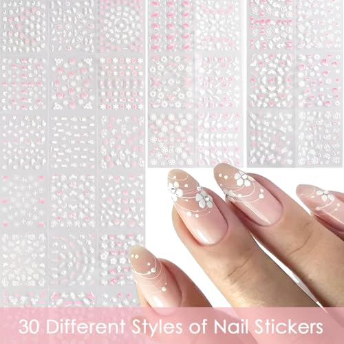 Image of MAYCREATE 30 Sheet Mini Floral Nail Decals for Women Girls
