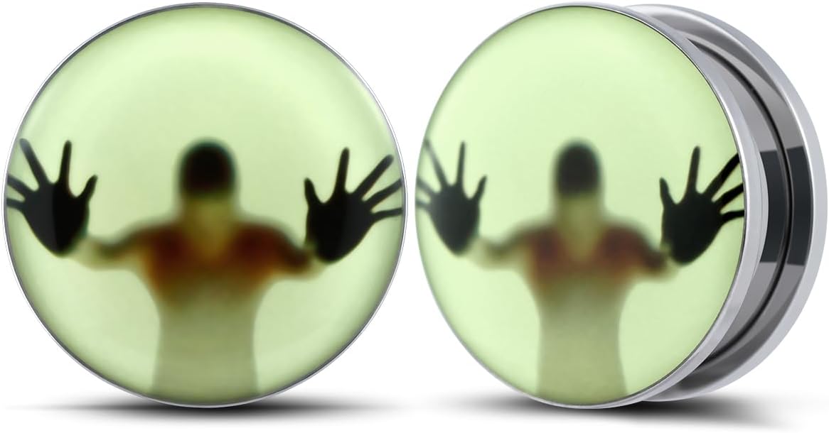 2PCS Stainless Steel Fluoresscence Piercing Ear Gauges Epoxy Screw Fit Ear Plugs Tunnels Allergy Free Expander Earrings For Women Men Body Piercing Jewelry