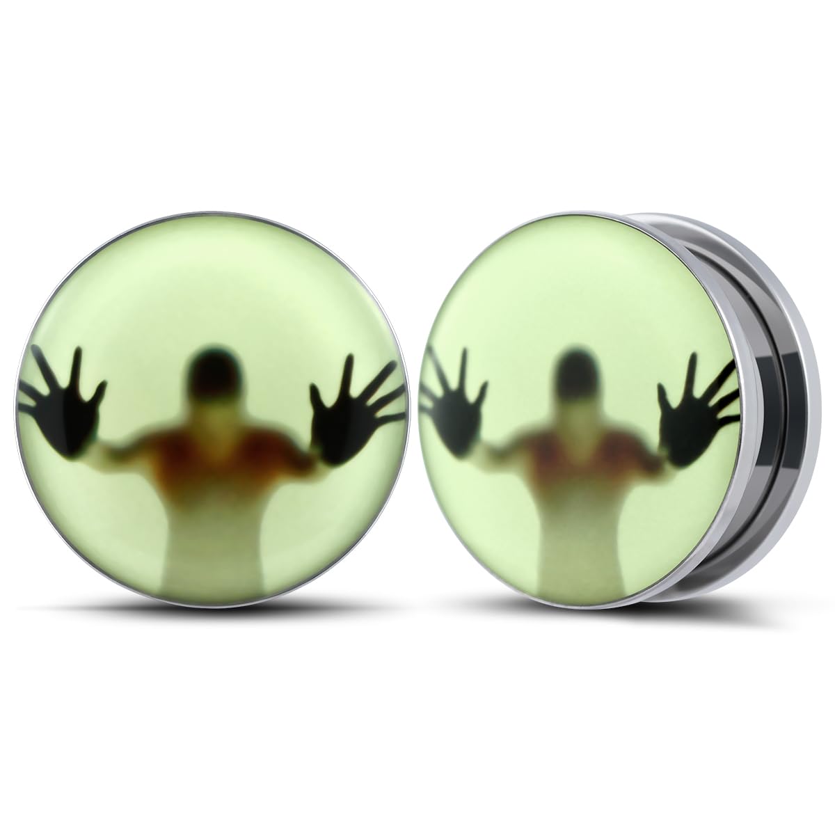 POBAISITER 2PCS Stainless Steel Fluoresscence Piercing Ear Gauges Epoxy Screw Fit Ear Plugs Tunnels Allergy Free Expander Earrings For Women Men Body