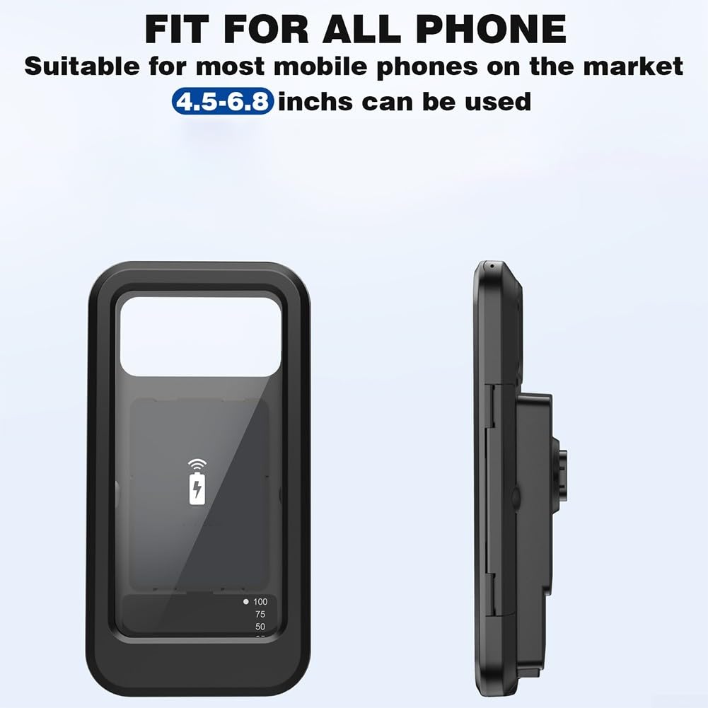 Supporto Telefono per moto Ricarica Wireless Impermeabile Antivibrazione per Manubrio 15-40mm Smartphone Fino a 7 Pollici