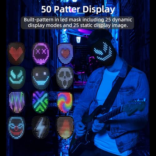 ULIKTO LED Mask with Gesture Sensing, 50 Patterns for Halloween - image 2