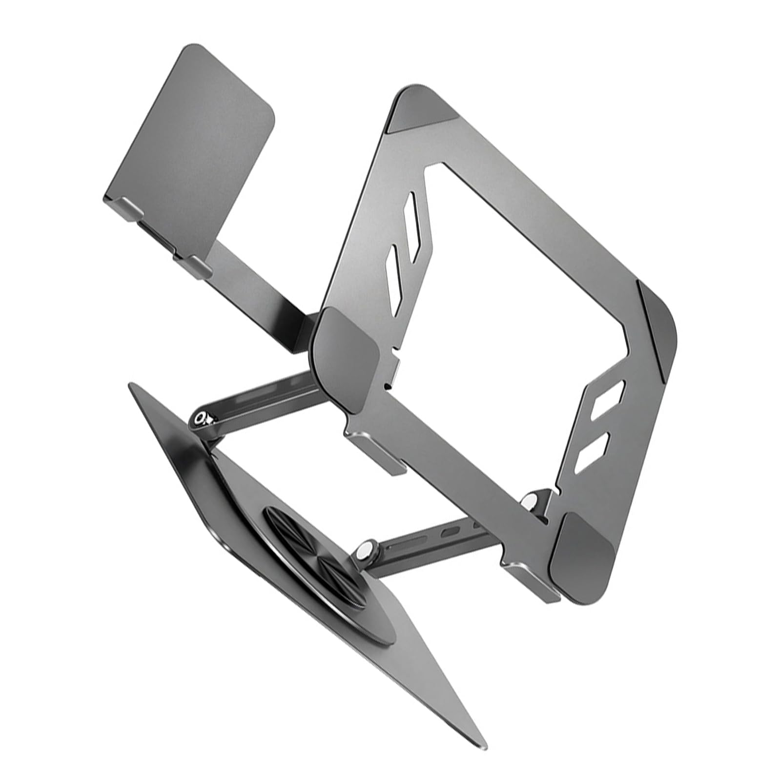 COOLHOOD Soporte ergonómico plegable para computadora con base giratoria y doble ajuste de altura para ver el soporte giratorio para laptop