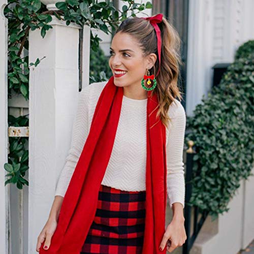 Nvenf Christmas Earrings For Women Xmas Wreath Bow Earrings Long Tassel Christmas Tree Earrings Festive Gifts For Girls Holiday Accessory (Style A - Christmas Tree) #TOP3