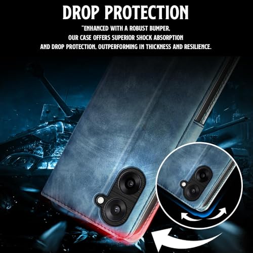 Image of WOW IMAGINE Shock Proof Flip Cover Back Case for 1+ OnePlus Nord CE 5 5G (Magnetic Button Flip Case | Wallet Pockets & Stand | Leather Finish | Aquamarine)