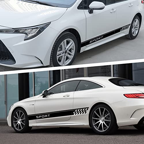 Image of QianBao Auto Racing Body Door Side Stripe Graphic Vinyl Sticker Style 9 Black