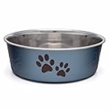 Loving Pets Bella Dog Bowls- Stainless Steel Dog & Cat Bowls - Spill Proof Dog Food Bowl, Cat Bowl, Puppy Essentials & Pet Supplies Great for Home & Travel (Medium 20-35 lbs, Blueberry)