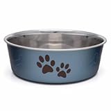 Loving Pets Bella Dog Bowls- Stainless Steel Dog & Cat Bowls - Spill Proof Dog Food Bowl&comma; Cat Bowl&comma; Puppy Essentials & Pet Supplies Great for Home & Travel &lpar;Medium 20-35 lbs&comma; Blueberry&rpar;