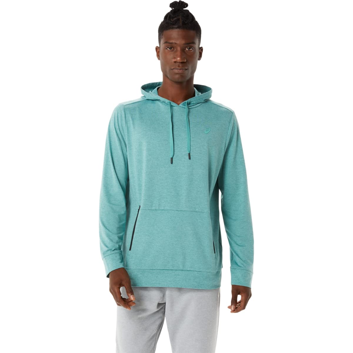 ASICS Men's TECH PO Hoodie Apparel, L, SAGE Heather