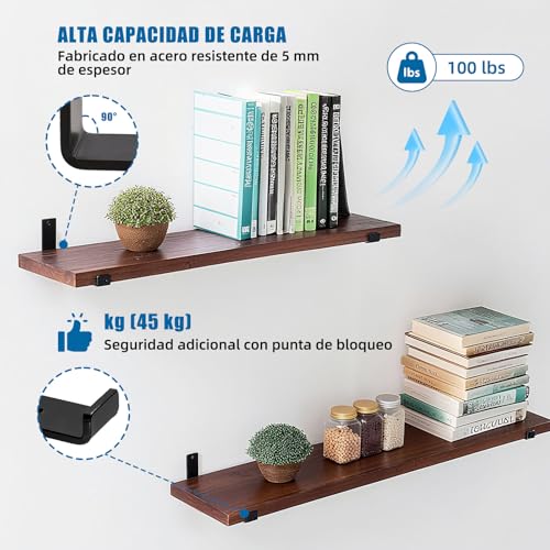 VTOPVMAX Pack de 4 Soporte Estanteria Pared para Balda Flotante - Escuadras Metalicas 0,5 cm de Espesor, Soporte Baldas Pared Industrial en Color Negro Moderno para Estanterias de Diseño, 25 cm - imagen 3