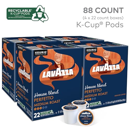 Image of Lavazza House Blend Perfetto, Single-Serve Keurig K-Cup Pods, Medium Roast Coffee, 88-Count Box (4 Packs of 22)