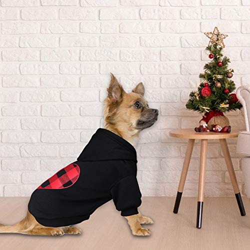 Dog Hoodie Sweater For Dogs Pet Clothes Black Buffalo Plaid Warm And Soft Breathable Cozy(Xs) #TOP6