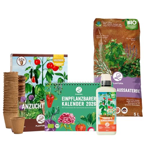 Plantura Einpflanzbarer Kalender Geschenk-Set, inkl. Töpfchen, Erde und Dünger, Komplett-Set als Geschenkidee