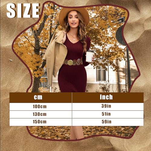 Western Belt for Women - PU Leather Cowboy Belt with Concho Details, Vintage Country Wide Boho Cowgirl Waist Belt for Ladies2