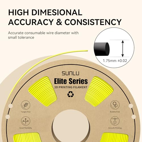 Image of PLA Filament 1.75mm, Fit Most FDM 3D Printers, Neatly Wound 3D Printing Filament 1.75mm, Dimensional Accuracy + /- 0.02 mm, 1kg Spool (2.2lbs), Yellow