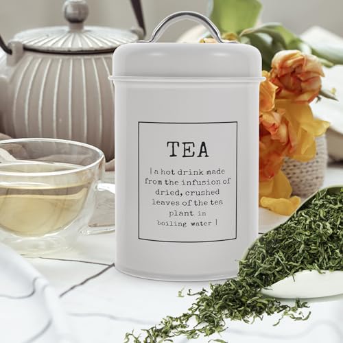 Bote de café de granja de hierro blanco y tarro de té hermético ligero 7