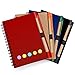 TOODOO 4 Packs Spiral Notebook Lined Notepad with Pen in Holder and Sticky Notes, Page Marker Colored Index Tabs Flags (Red, Blue, Brown, Black Cover)
