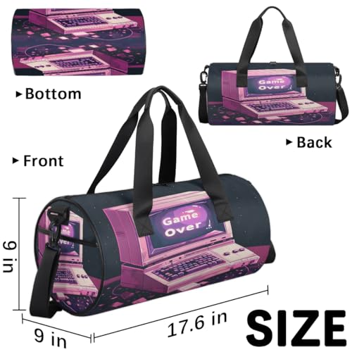 Game Over Travel Gym Bag Waterproof Sport Dance Bag for Women Men Portable Gymnastics Duffel Bags Canvas Tote Carry on Handbag for Workout Overnight Weekender3