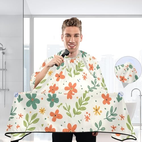 Capa profesional impermeable para cortar cabello Doodle Floral con cierre ajustable de broche para estilismo y peluquería miniatura 6