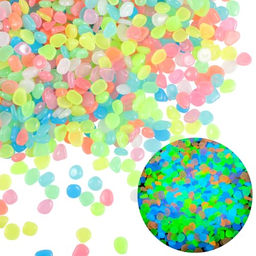 Image of 1000 PCS Mini Glow in The Dark Rocks Mixed Color Luminous Stones 1cm Small | Glow Stones Fish Tank Rocks Outdoor Decor Garden Yard Walkway Pathway FD05SMX1000