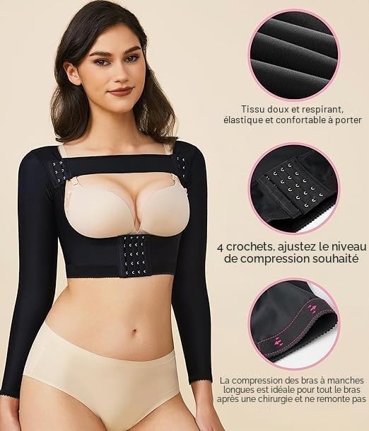 KUMAYES Haut Sculptant Femme Bras Minceur Manche Longue Gaine post opératoire compression Correcteur de Posture Top Body shaper