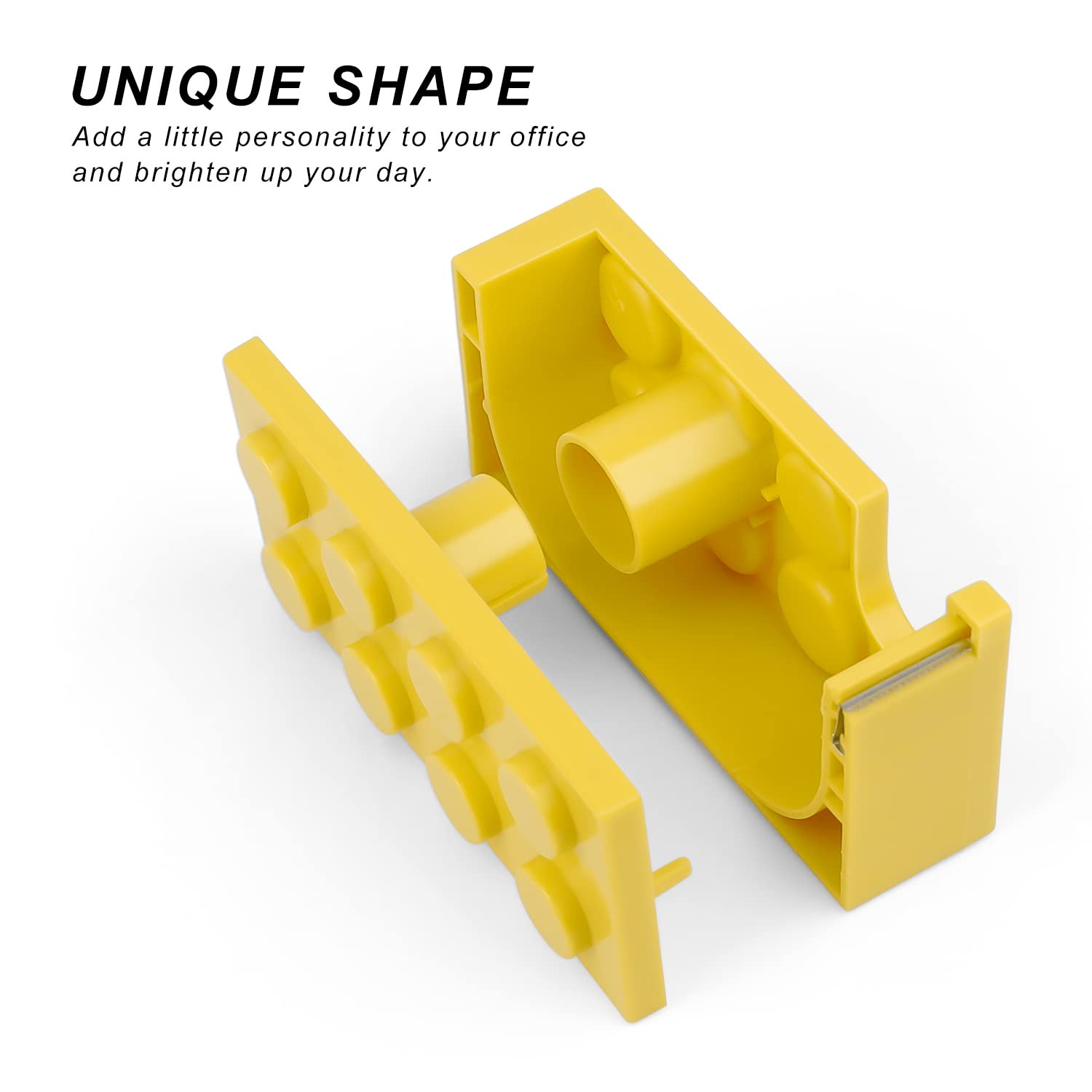Sticky Tape Dispensers, AMONENZ Desktop Tape Dispenser, Yellow Tape Dispenser, Building Blocks Tape Dispenser, Cellotape Dispenser fr Schreibtische, Restaurants, Blumenlden - Image 3