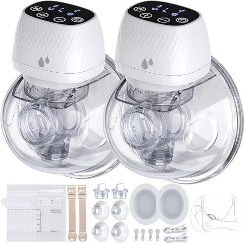 Image of ASAHINA Hands Free Breast Pump S12 Updated, Wearable Breast Pumps of Longest Battery Life & Touch Screen, Double Portable Electric Breast Pump with 3 Modes 9 Levels Suction-19/22/25mm Flange, 2 Pack
