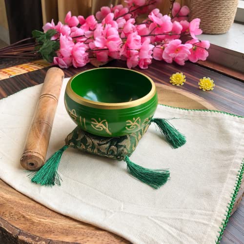 India Meets India Singing Bowl [Green], Tibetan | Himalayan Singing Bowl for Meditation | Yoga | Mindfulness | Energy Healing, Mediation 3.5