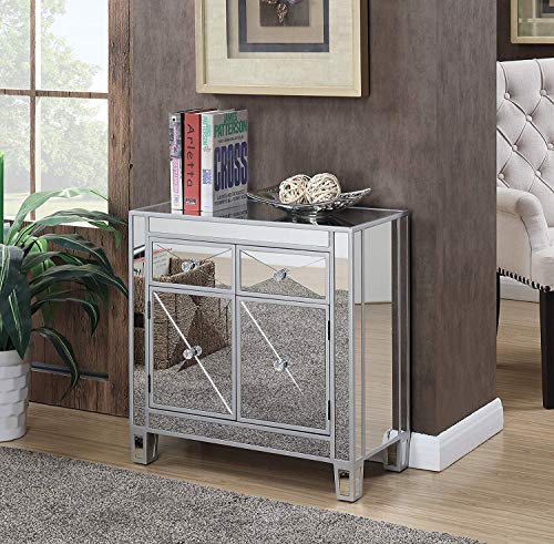 Convenience Concepts Gold Coast Vineyard 2 Drawer Mirrored Hall Table, Silver #TOP1