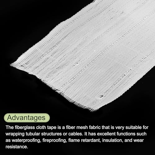 Image of MECCANIXITY Fiberglass Cloth Tape Fiberglass Mesh Glass Fiber Mesh Woven Fiberglass Fabrics Insulation Tape 25m(27.3 Yard) x140mmx0.17mm for Reinforcement Repair