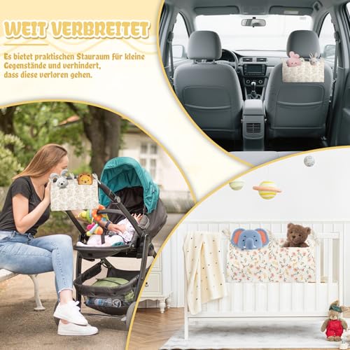 ZOCONE 2 Stück Babybett Organizer Hängend, 2-in-1 Baby Kinderzimmer Organizer Aufhängen Babybett Verstellbarer Hängeorganizer Babybetttasche für Windeln Kleidung Spielzeug (Blätter und Blume)