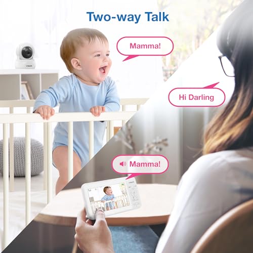 VTech Baby Monitor No WiFi, 2 Cameras – Monitor Two Rooms, Remote Pan-Tilt-Zoom, Hack-Proof, 5" Screen, 17Hr Battery, 1000ft Range, Night Vision, Temperature Sensor | 924-2W - image 9