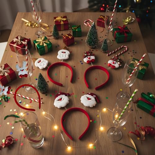 Image of Crackles Christmas Hairband Set (Pack of 3) | Santa & Snowman Headbands for Kids & Adults | Xmas decor, Decorations & Costumes | Cute Holiday Accessory for School, Home & Celebrations