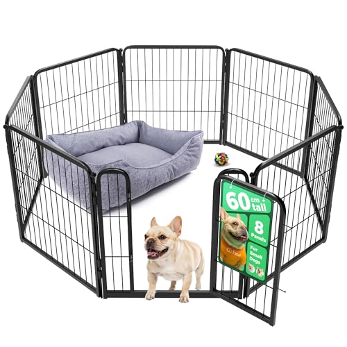 fxw Homeplus Unleashed Indoor Dog Playpen - Stress-Free and Safe Play, Heavy Duty 60cm Height 8 Panels Dog Pen for Puppy and Small Dogs, Black│Patent Pending