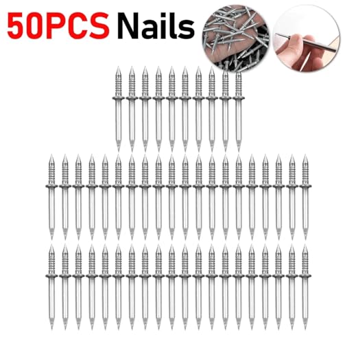 Clavos de doble cabeza, acero roscado, sin rastro, antióxido, base para rodapiés para instalación sin juntas (50 piezas) miniatura 2
