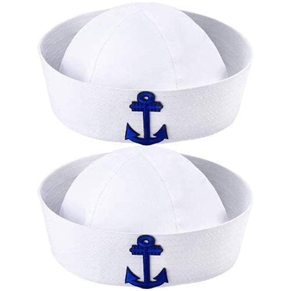 KOYEE 2 Packs White Sailor Hat Nautical Hats Adults Yacht
