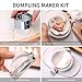 Empanada Maker Press,6PCS Dumpling Maker Kit w/Wood Rolling Pin,Kneading Pad,Roller Wheel Cutter,Round Dough Cutter,Dumpling Mold,Square Mould,Ravioli Mold Set for Home,Kitchen,Restaurant,Kitchen Gift