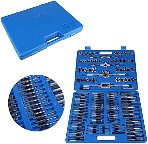 Die and Tap Metric Set, 110 pcs Heavy Duty High Speed Steel HSS Metric M2-M18 Engineering Tap Set, Multifunctional Precision Metric Taps Dies Set, Screw Nut Thread Taper Drill Threading