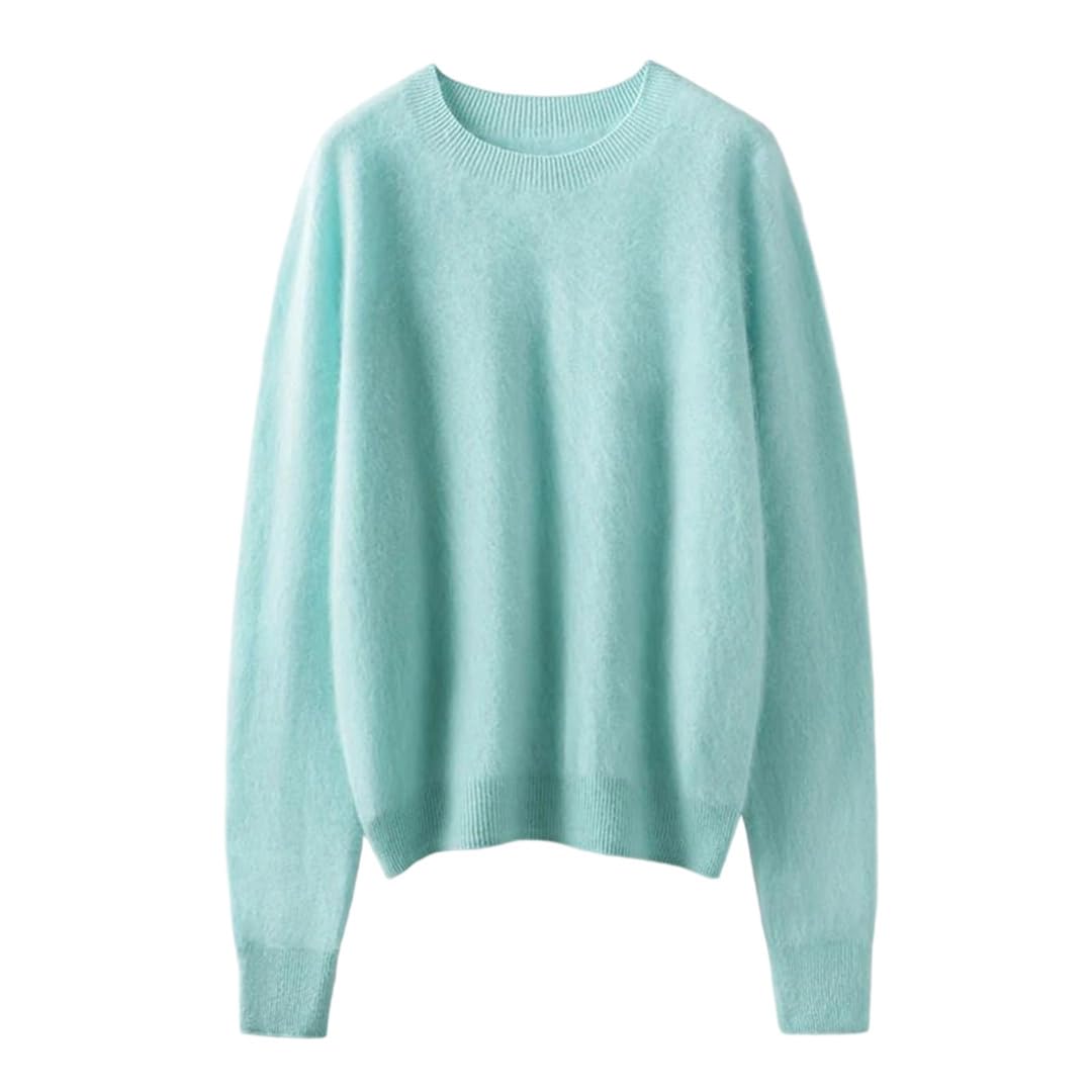 Womens 100 Cashmere Crewneck Sweater - Soft Pullover Layering Knit Top for Autumn Winter